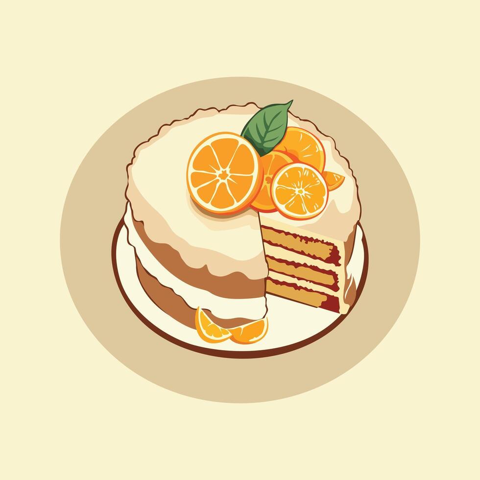 Orange Delight. Vector Graphic of a Sumptuous Orange Cake.