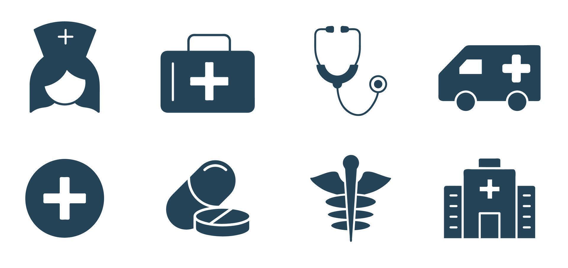 Medical line icon set vector. Healthcare, hospital, nurse, medicine, illustration vector