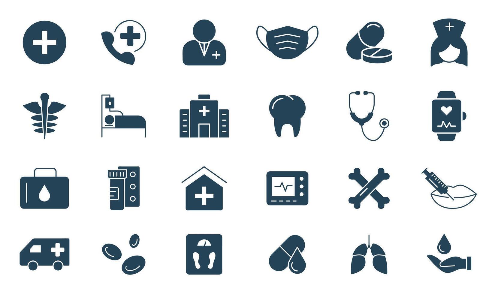 hospital y médico cuidado línea icono colocar. concepto de cuidado de la salud íconos vector ilustración