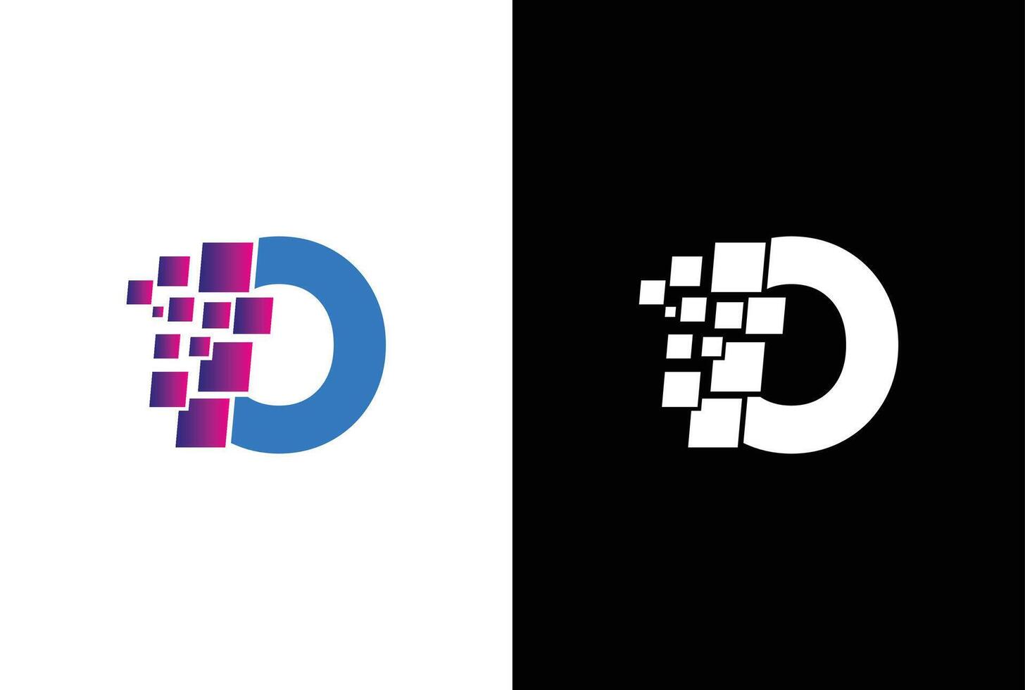 Initial Letter O digital pixel logo design template element. Letter O Pixel logo, Triangle, Blue color, Technology and digital logotype. vector