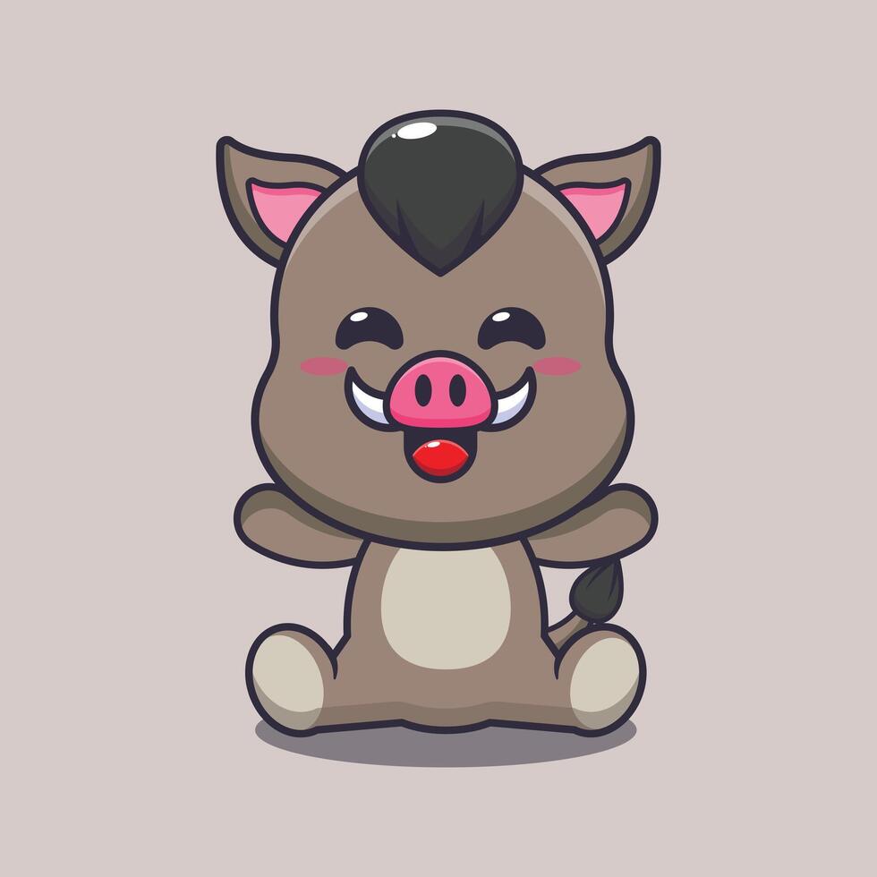 Cute boar cartoon vector illustration.