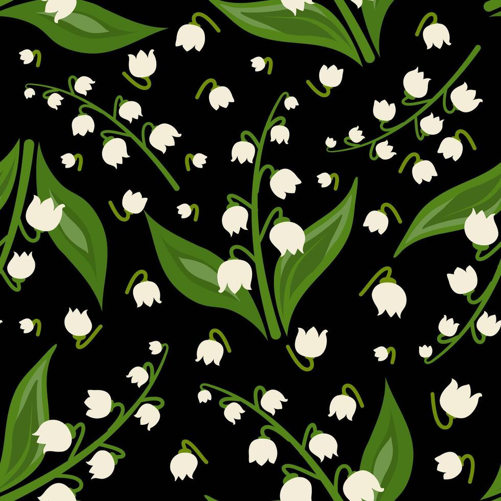 Lilly of the valley seamless pattern vector