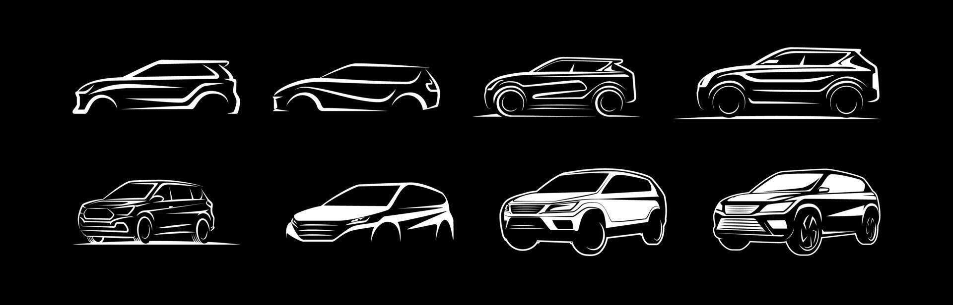 Set of crossover SUV car service logo set for automotive repair, service, rental, sales business vector templates.