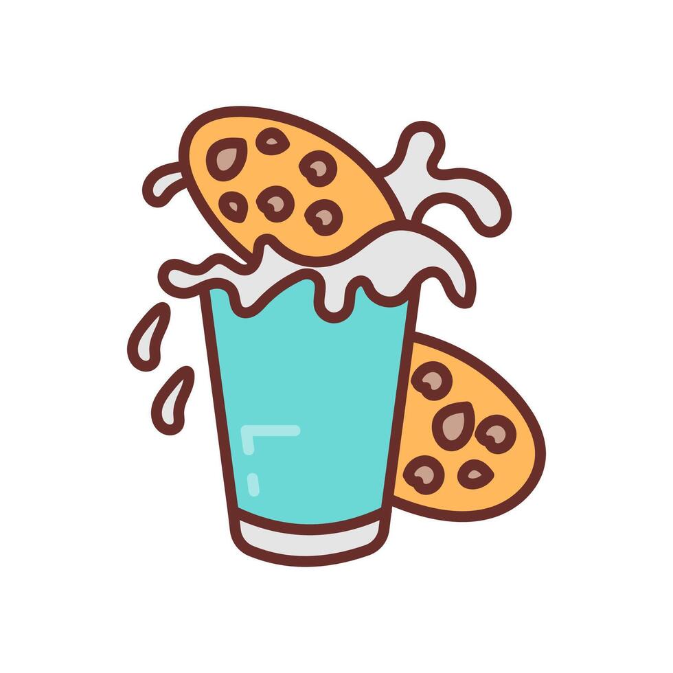 Leche y galletas dieta icono en vector. logotipo vector