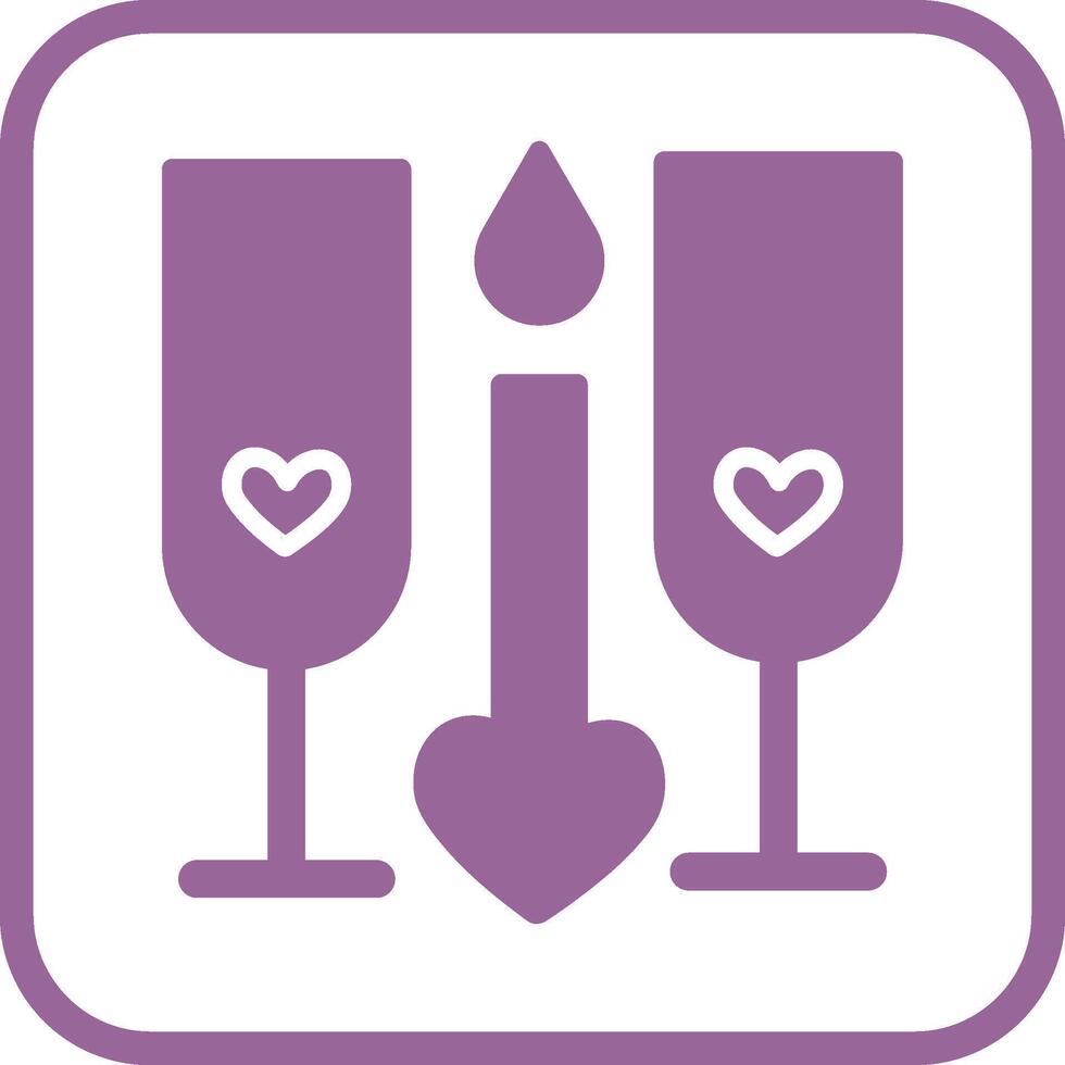 Two Glasses Romantic Vector Icon