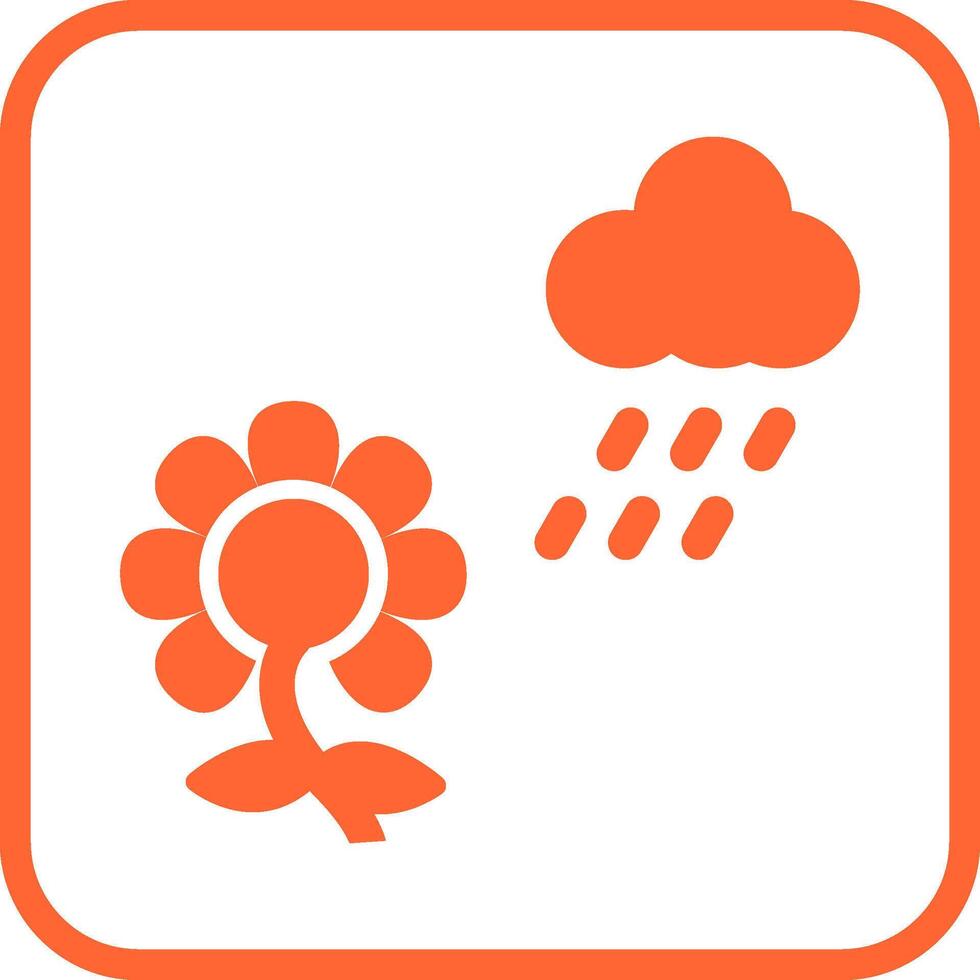 flor con icono de vector de lluvia