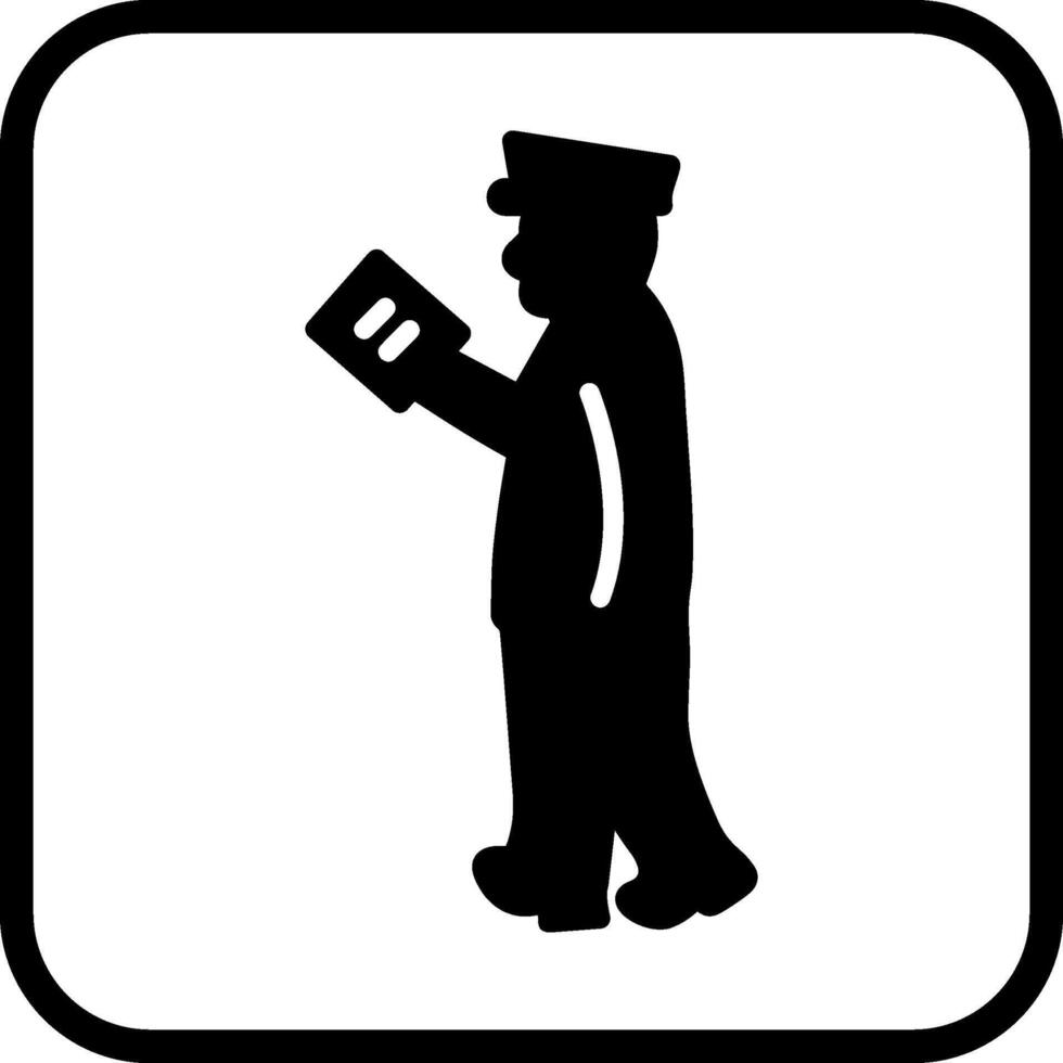 Guard Checking Passport Vector Icon