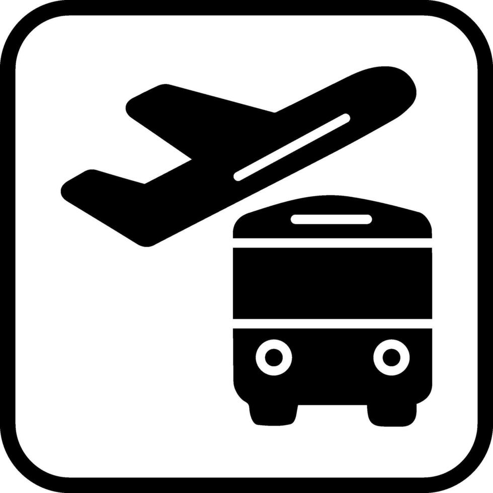 autobús en el icono de vector de aeropuerto