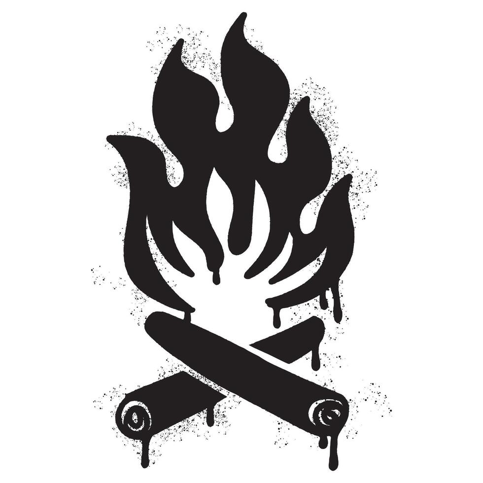 Spray Painted Graffiti camp fire icon Sprayed isolated with a white background. vector