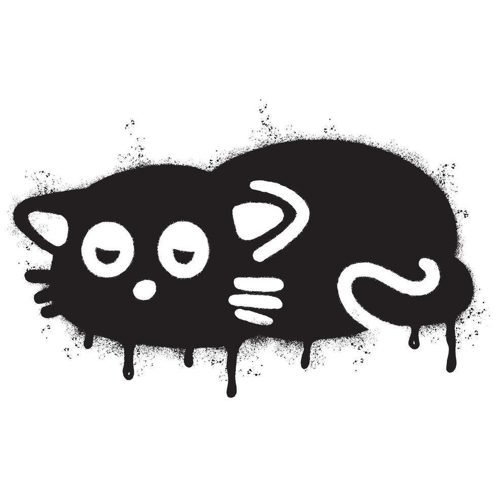 rociar pintado pintada gato icono palabra rociado aislado con un blanco antecedentes. pintada gatito firmar con terminado rociar en negro terminado blanco. vector ilustración.