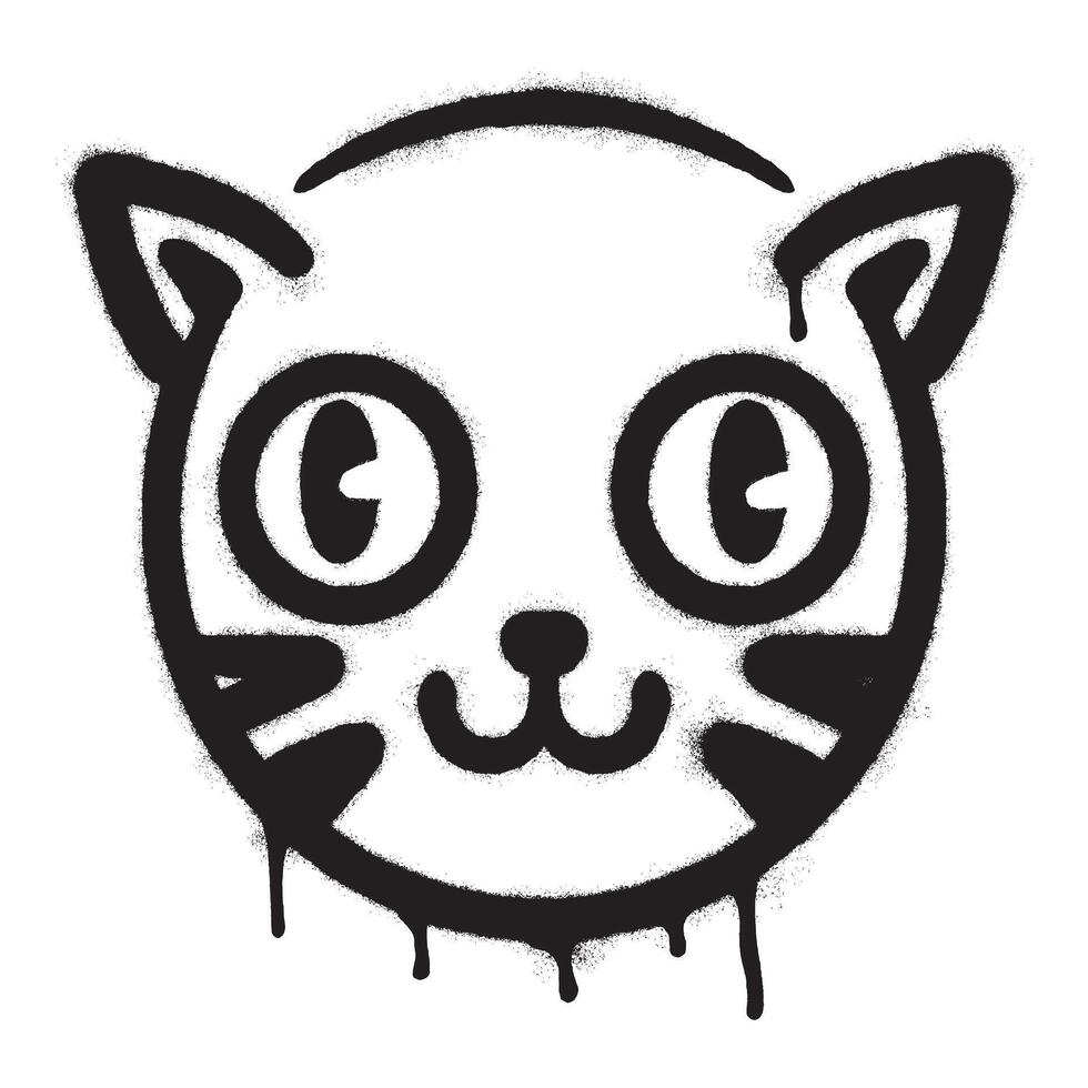 Spray Painted Graffiti Cat icon Word Sprayed isolated with a white background. graffiti Kitty sign with over spray in black over white. Vector illustration.