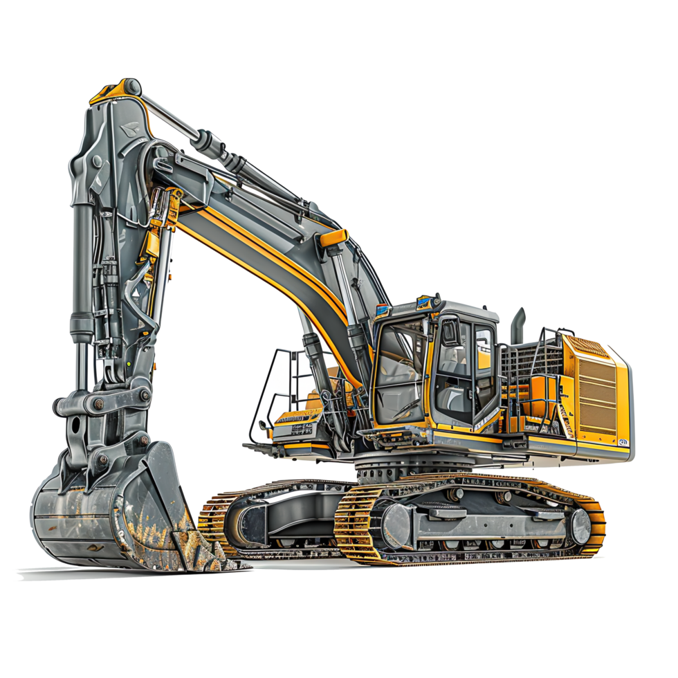 AI generated Excavator Working on Industrial Construction Site Heavy Machinery in Action for Engineering Projects, png