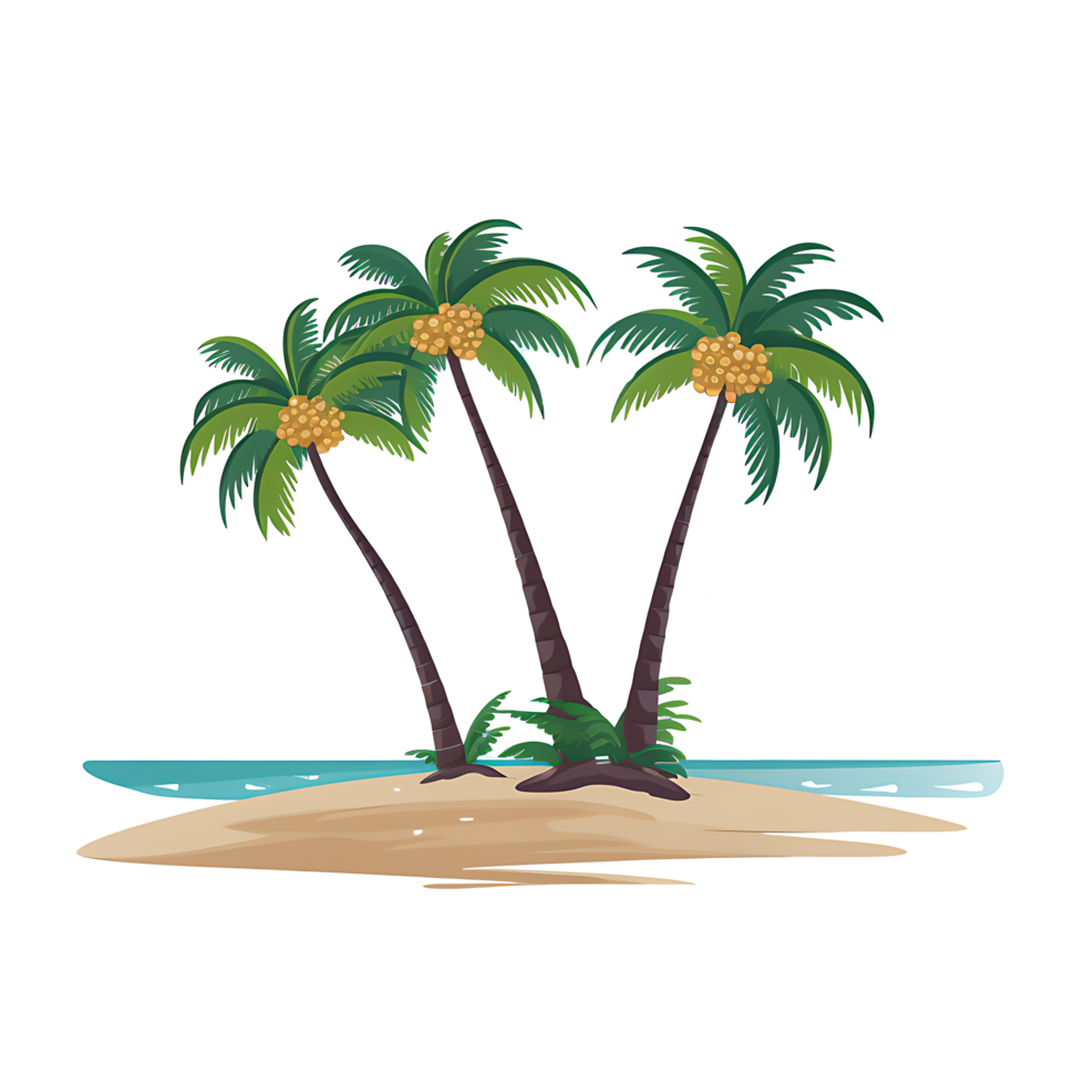 AI generated Coconut Trees on Tropical Beach Idyllic Illustration of Paradise png