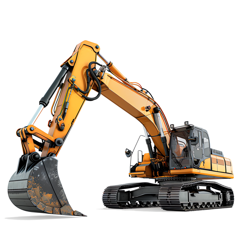 AI generated Groundbreaking Development Excavator Digging Into Earth on Construction Site for Building Infrastructure png