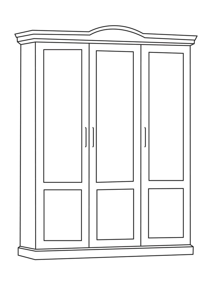 Safe Almirah Vector Illustration, shelves with books, bookshelf background, Showcase Outline Illustrations and Vectors