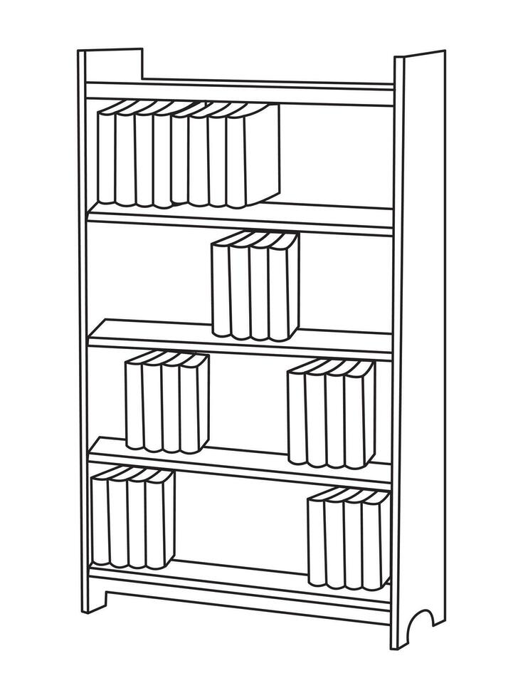 Safe Almirah Vector Illustration, shelves with books, bookshelf background, Showcase Outline Illustrations and Vectors