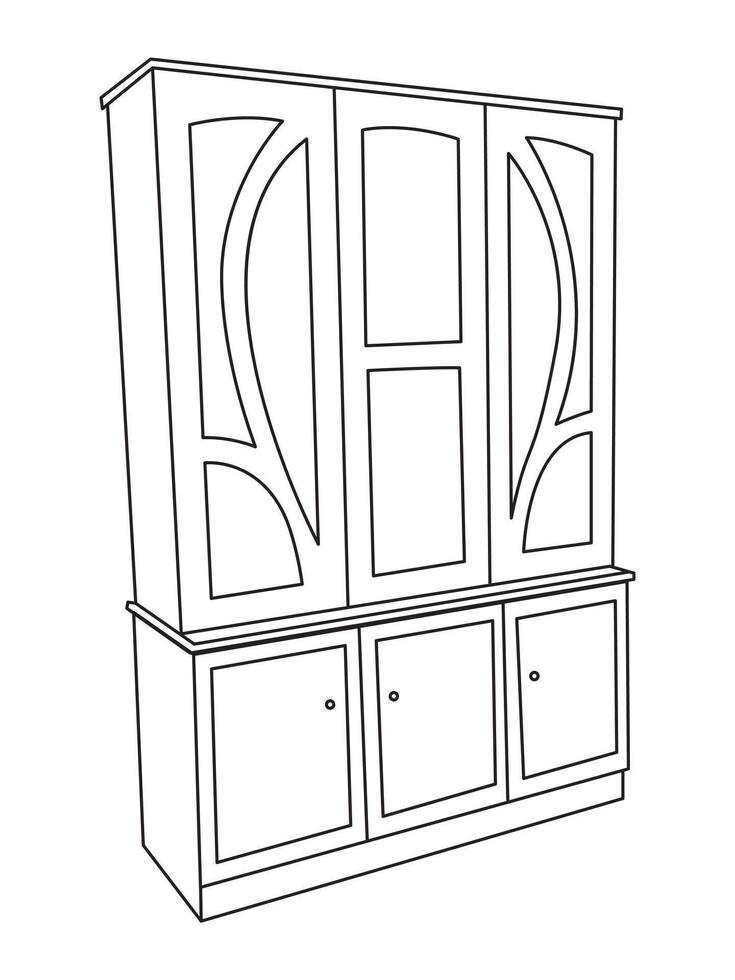 Safe Almirah Vector Illustration, shelves with books, bookshelf background, Showcase Outline Illustrations and Vectors
