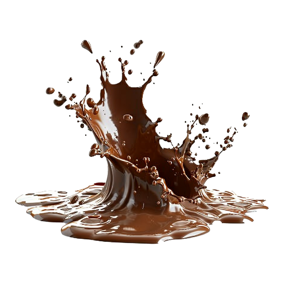 ai généré éclaboussure de marron liquide Chocolat avec gouttes isolé sur transparent Contexte png