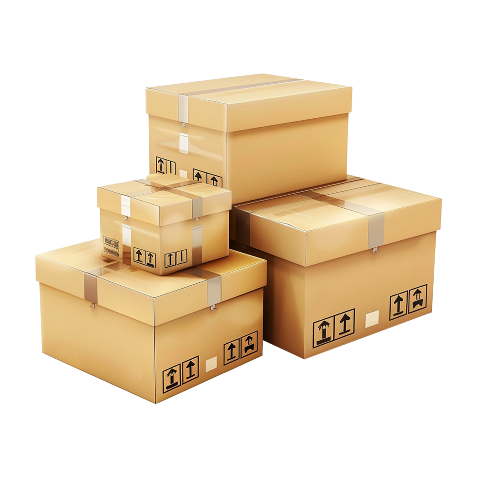 AI generated Cardboard boxes isolated on transparent background png