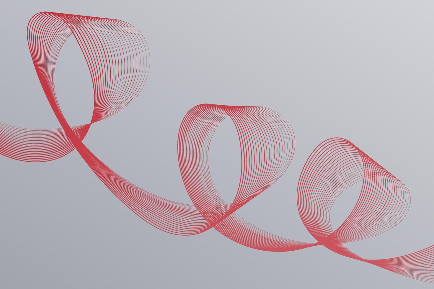 A detailed view of red wavy lines like ribbon against a clean, light background vector