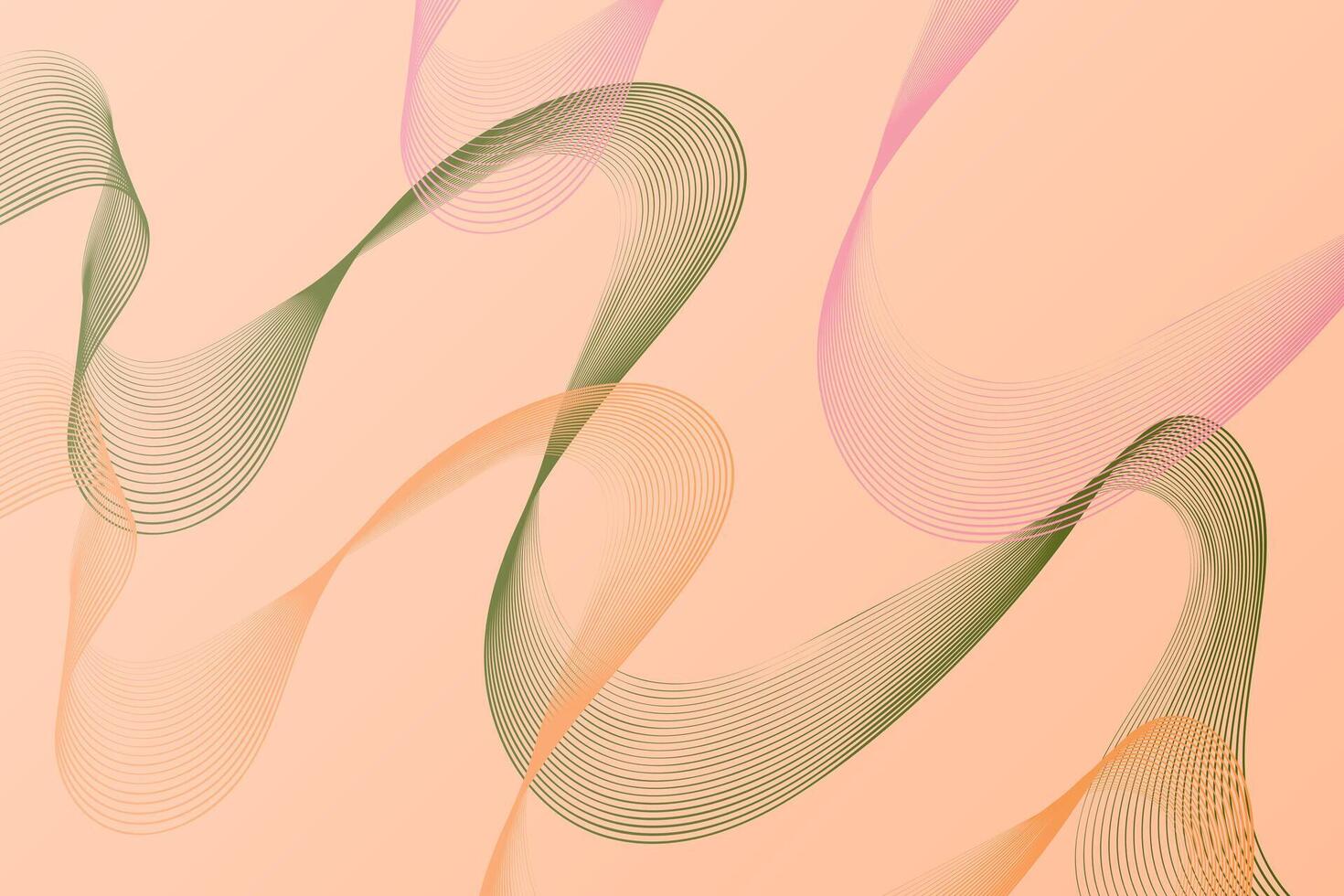 Vibrant and dynamic abstract background featuring wavy lines in pink and green hues vector