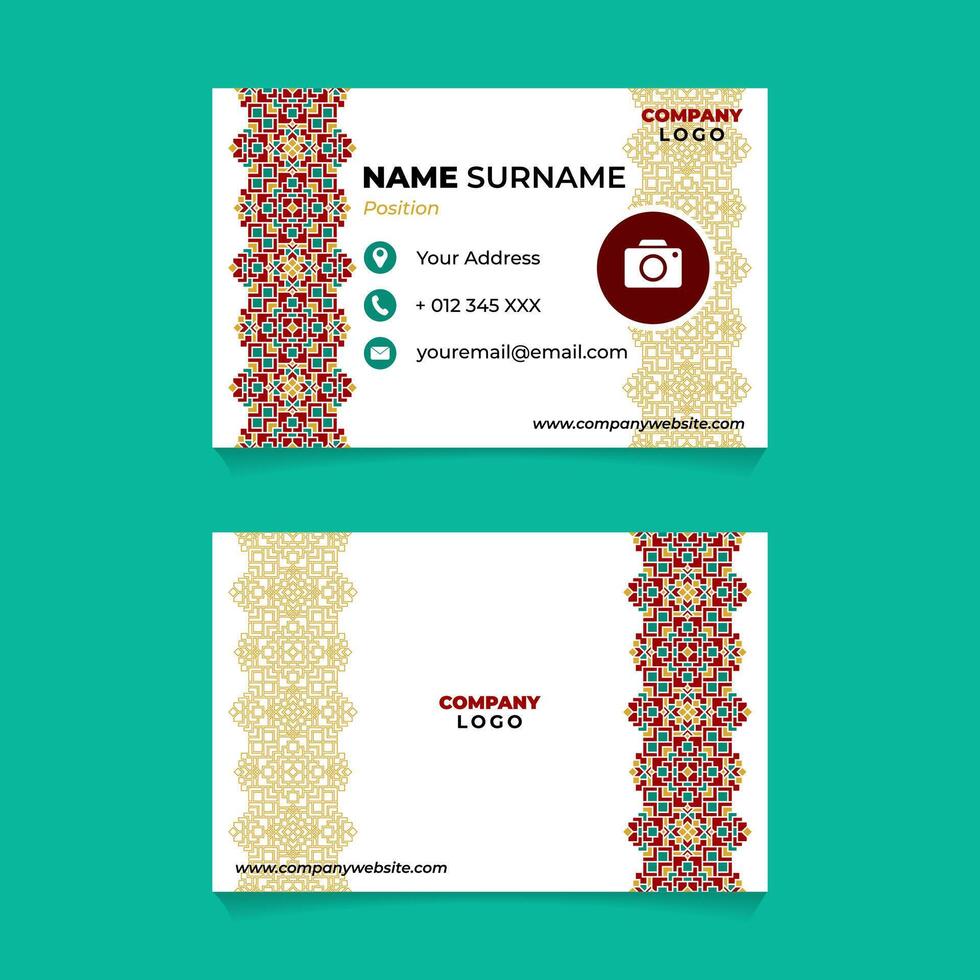 Islamic Ornament Name Card Design for Business or Company vector