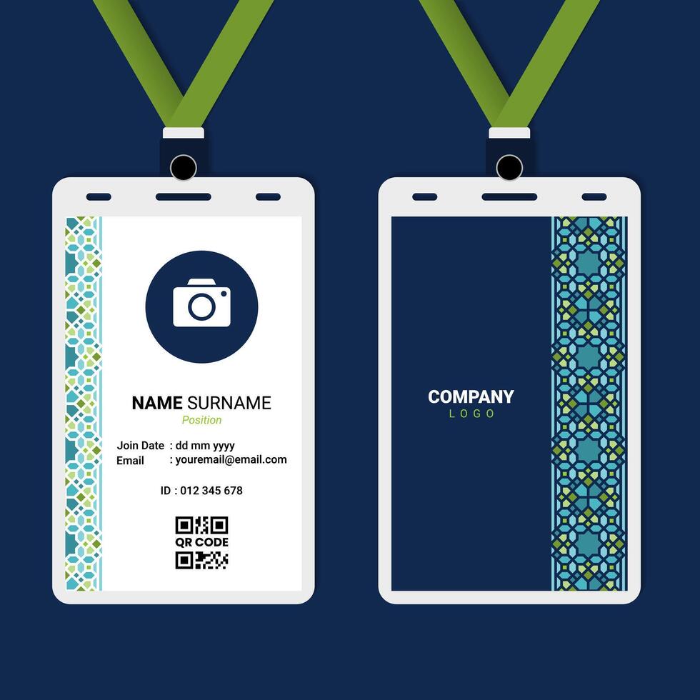 Islamic Ornament ID Card Design for Business or Company vector