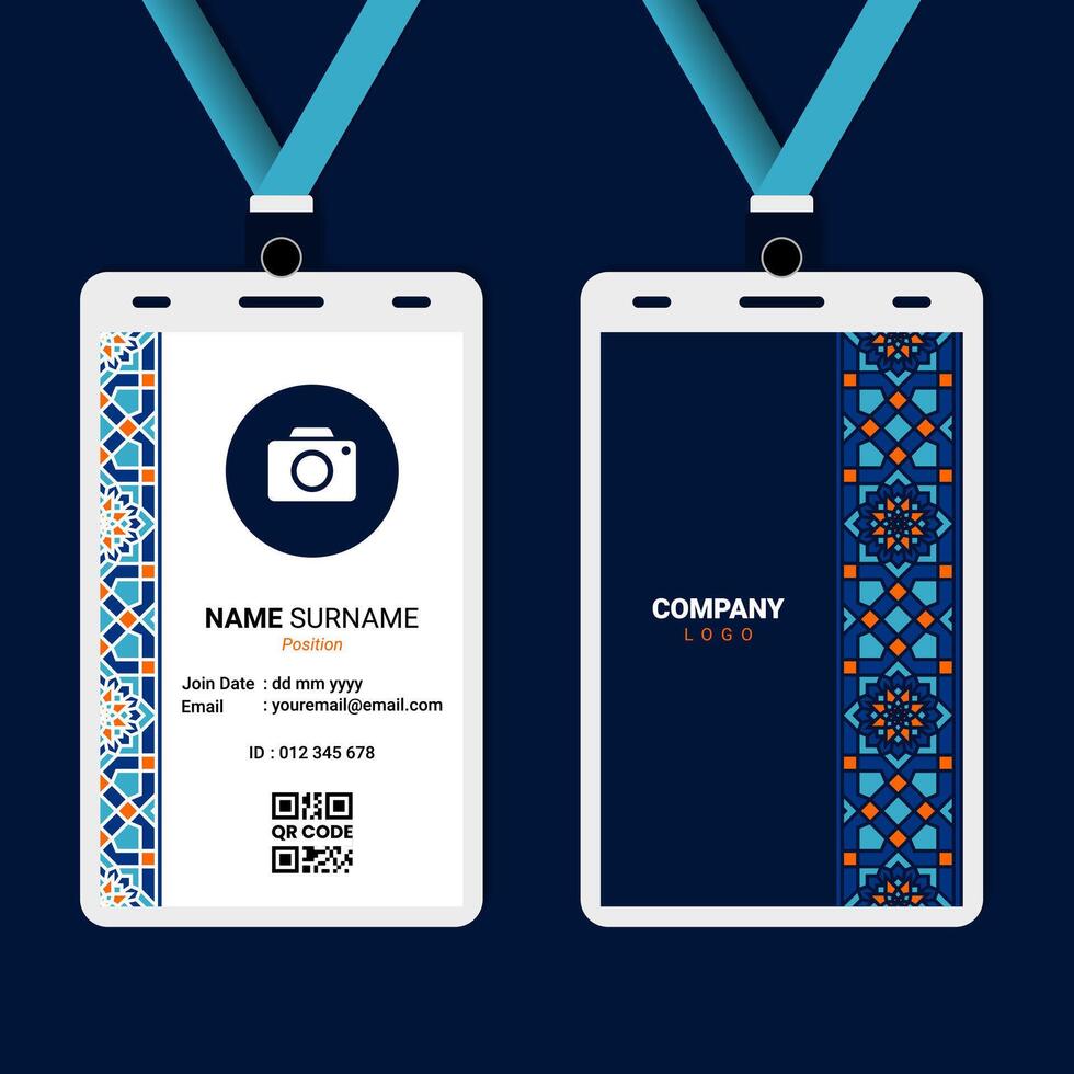Islamic Ornament ID Card Design for Business or Company vector