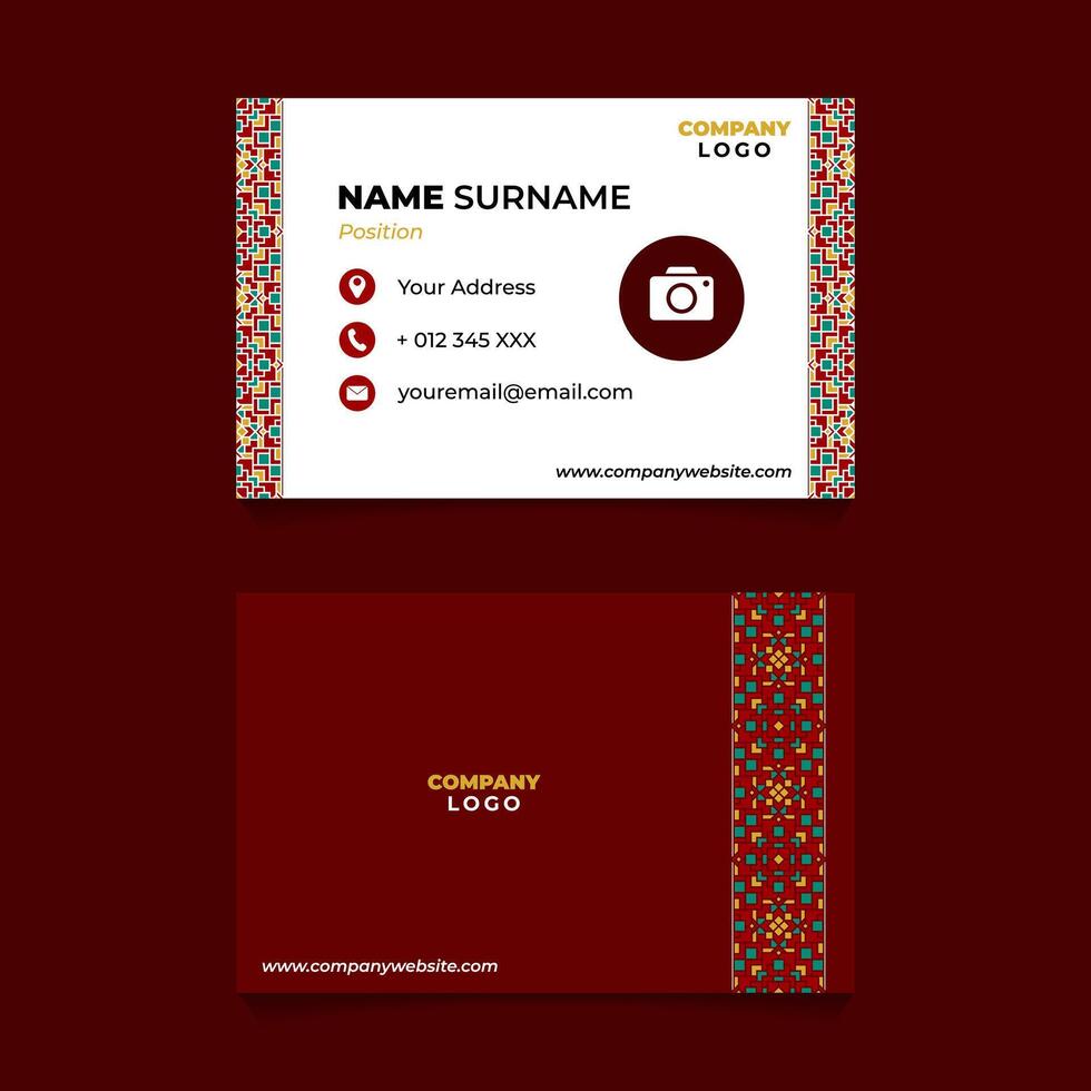 Islamic Geometric Name Card Design for Business or Company vector