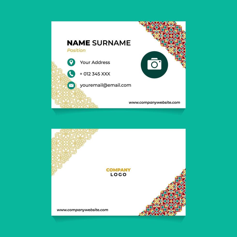 Islamic Ornament Name Card Design for Business or Company vector