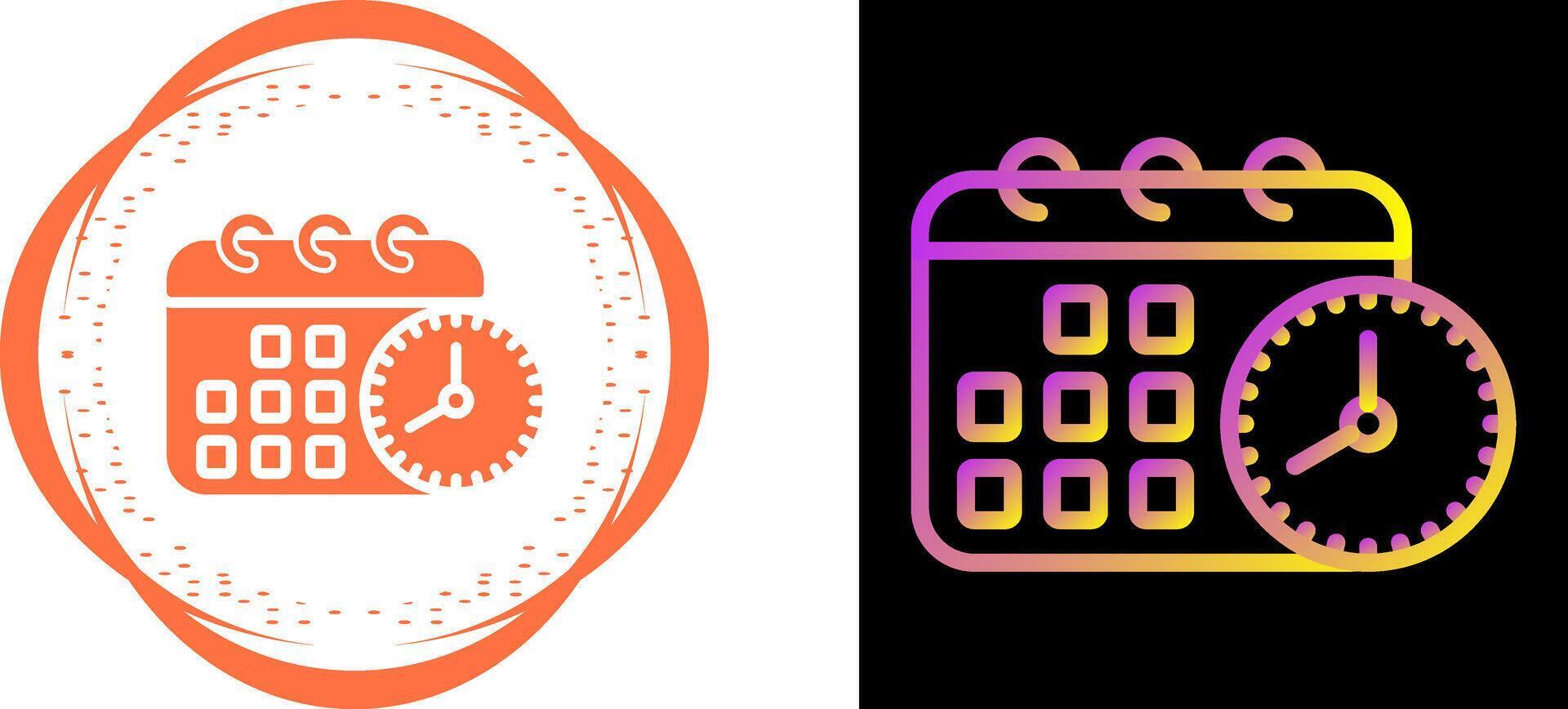 Calendar with clock Vector Icon