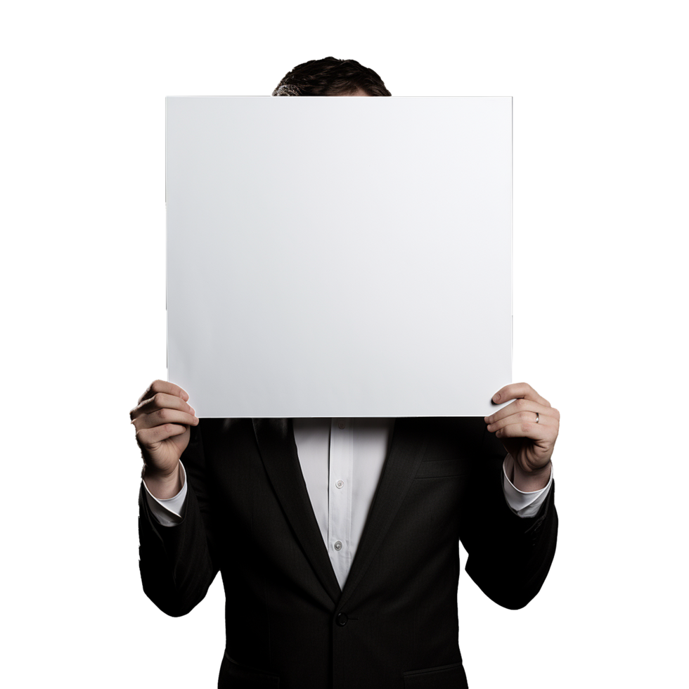 AI generated Man holding an empty placard isolated on transparent background png