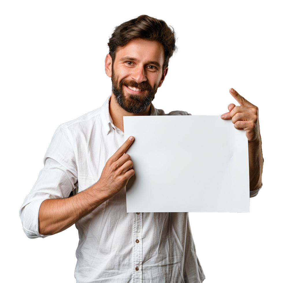 AI generated Man holding an empty placard isolated on transparent background png
