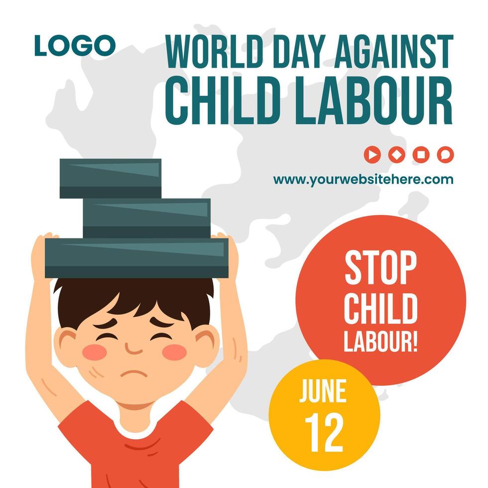 Against Child Labour Social Media Illustration Flat Cartoon Hand Drawn Templates Background vector