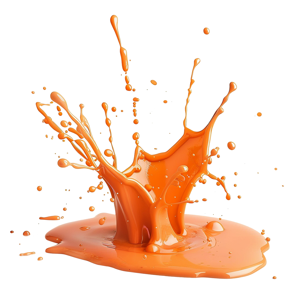 AI generated Paint orange splash  isolated on transparent background png