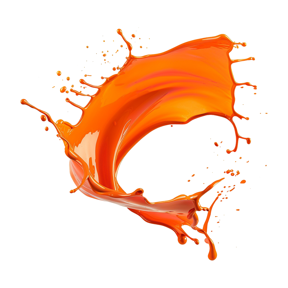 AI generated Paint orange splash  isolated on transparent background png