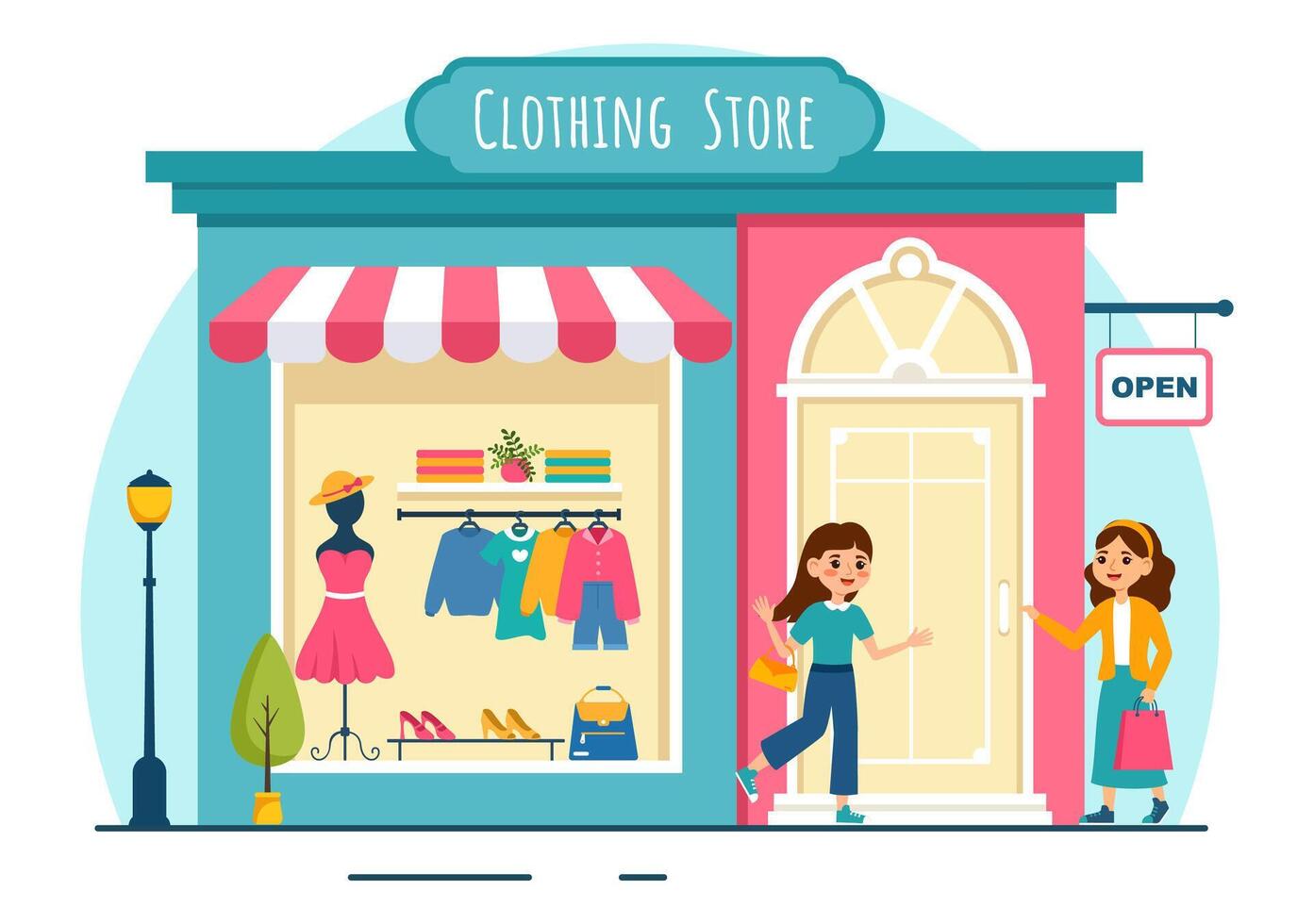 Clothing Store Vector Illustration by Shopping for Clothes or Dresses for Fashion Styles Women or Men in Flat Cartoon Background Design