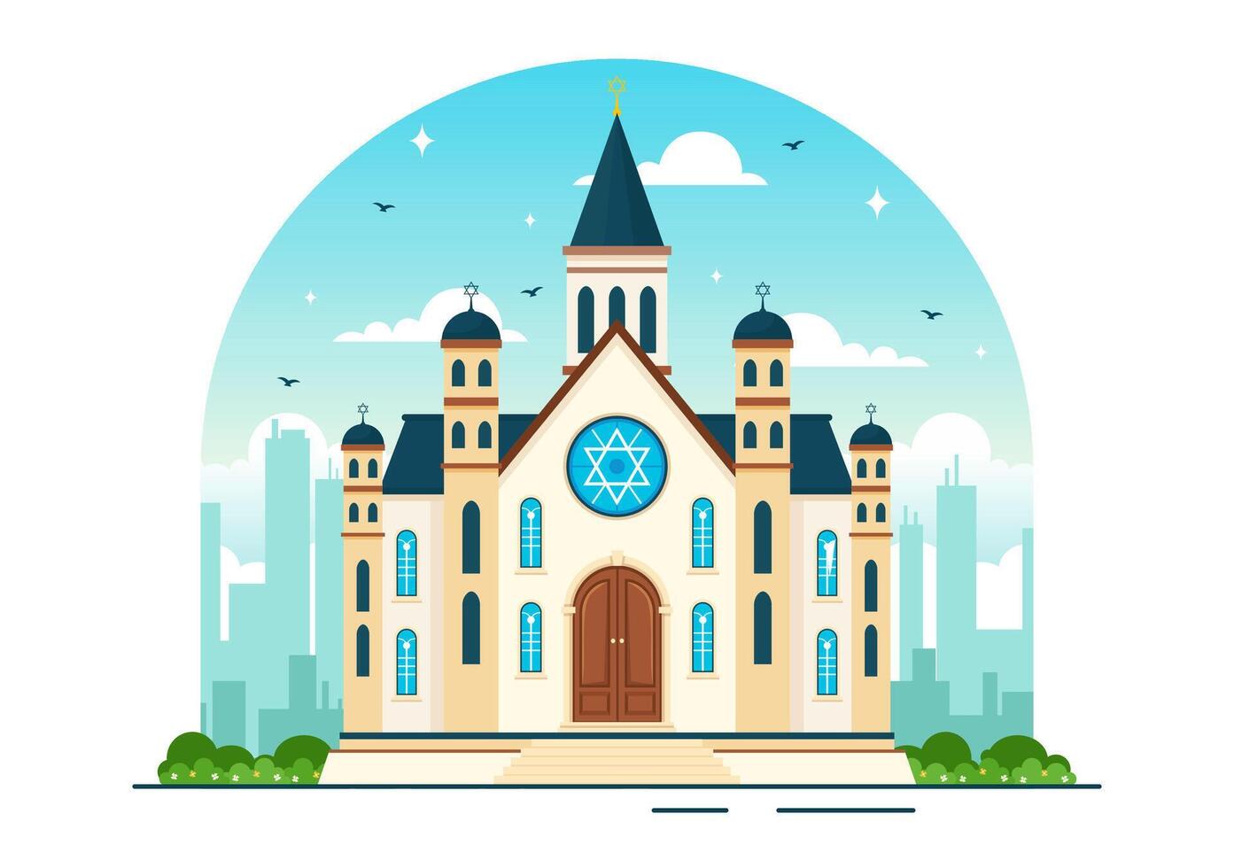 sinagoga edificio o judío templo vector ilustración con religioso, hebreo o judaísmo y judío Adoración sitio en plano dibujos animados antecedentes