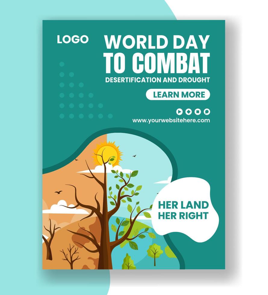 Combat Desertification and Drought Vertical Poster Flat Cartoon Hand Drawn Templates Background Illustration vector