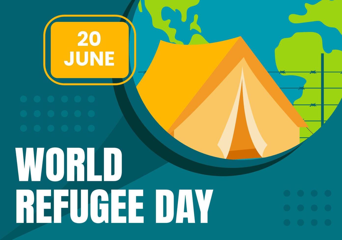 Refugee Day Social Media Background Flat Cartoon Hand Drawn Templates Illustration vector