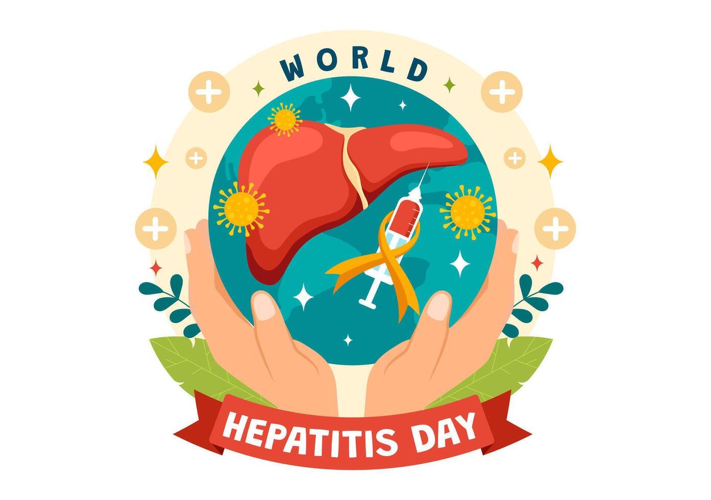 World Hepatitis Day Vector Illustration on 28 July of Patient Diseased Liver, Cancer and Cirrhosis in Healthcare Flat Cartoon Background Design