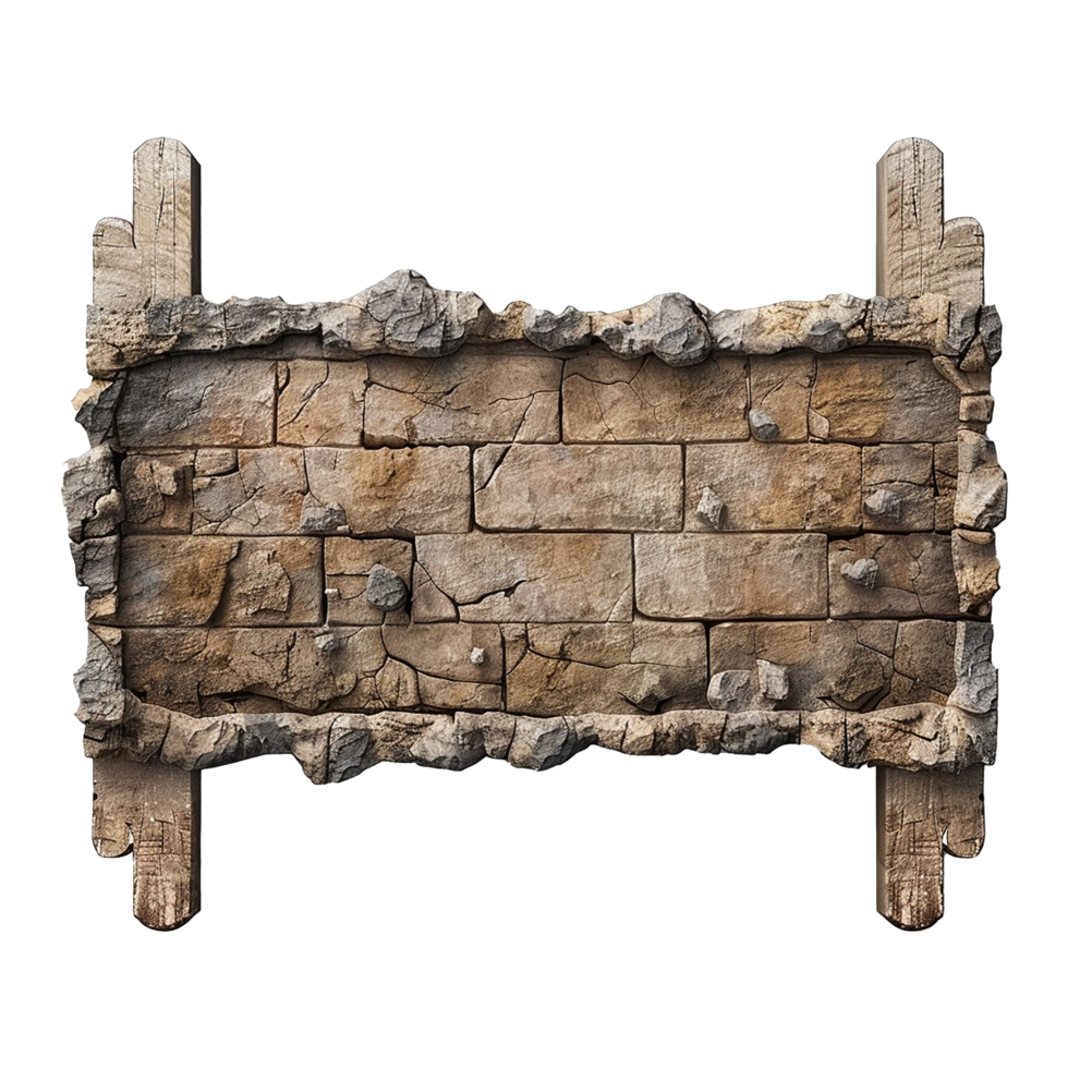 AI generated Stone signboard isolated on transparent background png