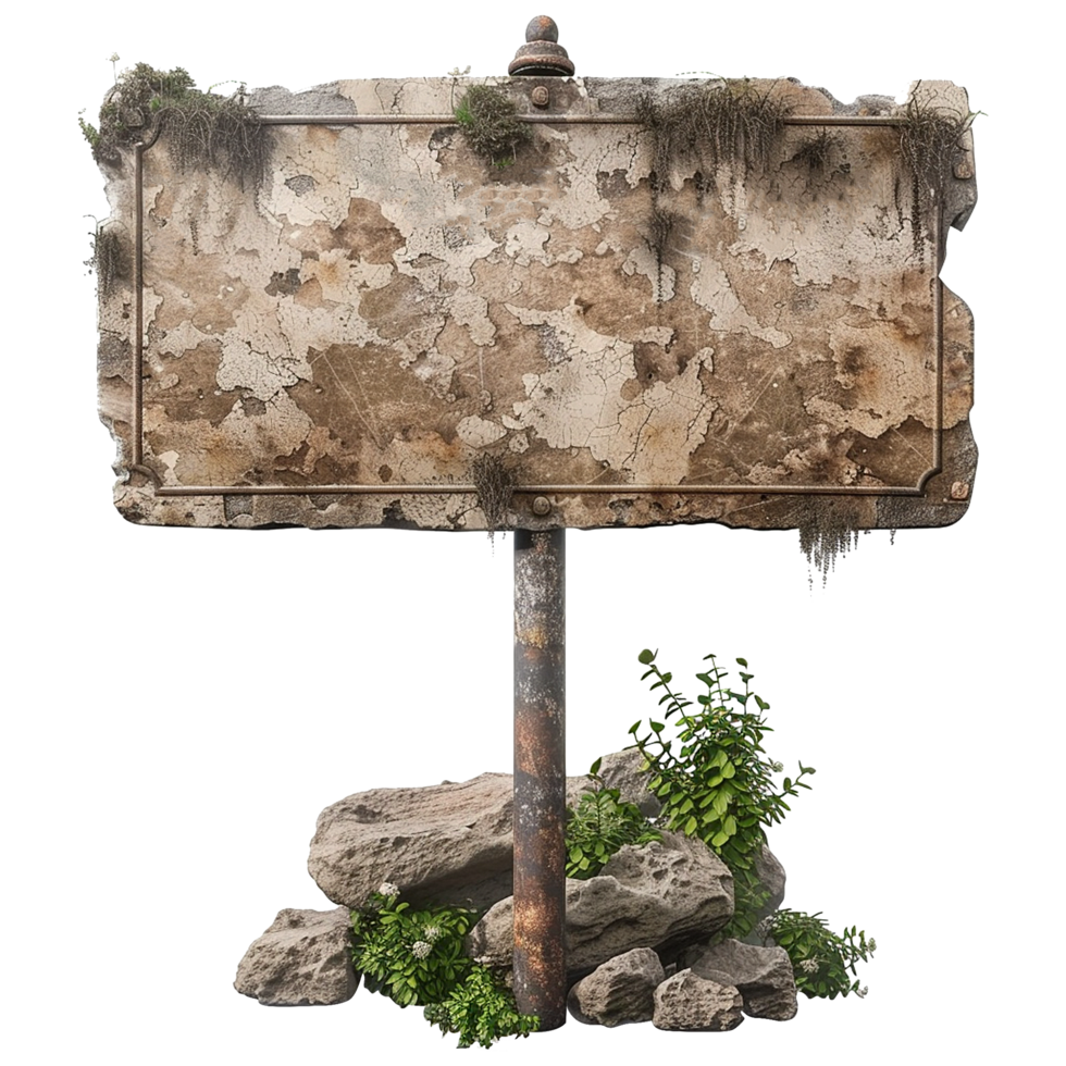 AI generated Stone signboard isolated on transparent background png
