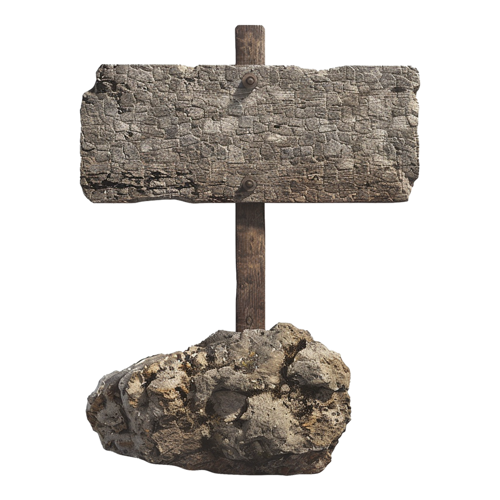 AI generated Stone signboard isolated on transparent background png