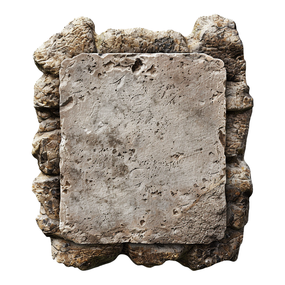 AI generated Stone signboard isolated on transparent background png