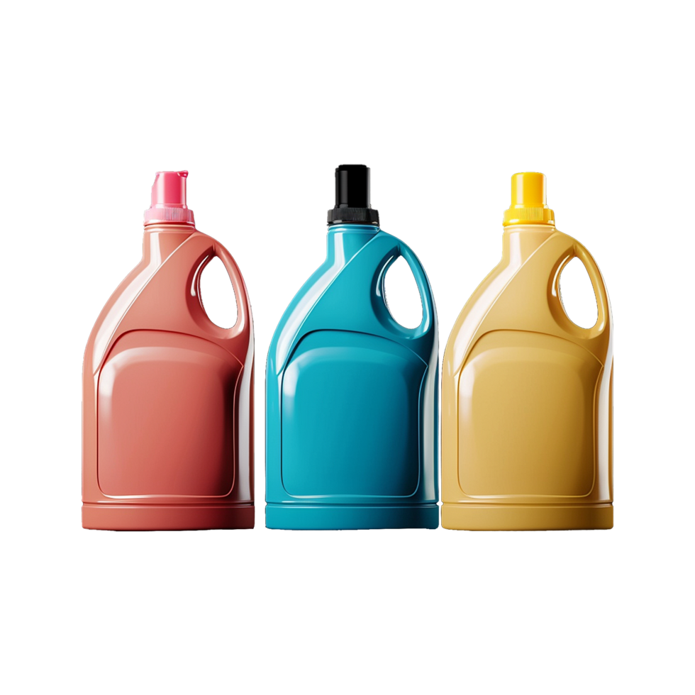 AI generated Plastic bottle liquid detergents various colors isolated on transparent background png