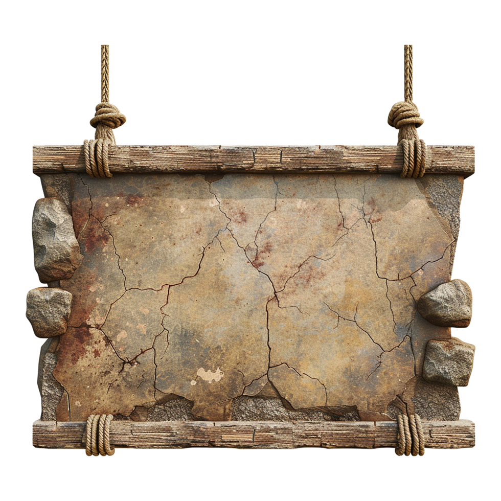 AI generated Stone signboard isolated on transparent background png