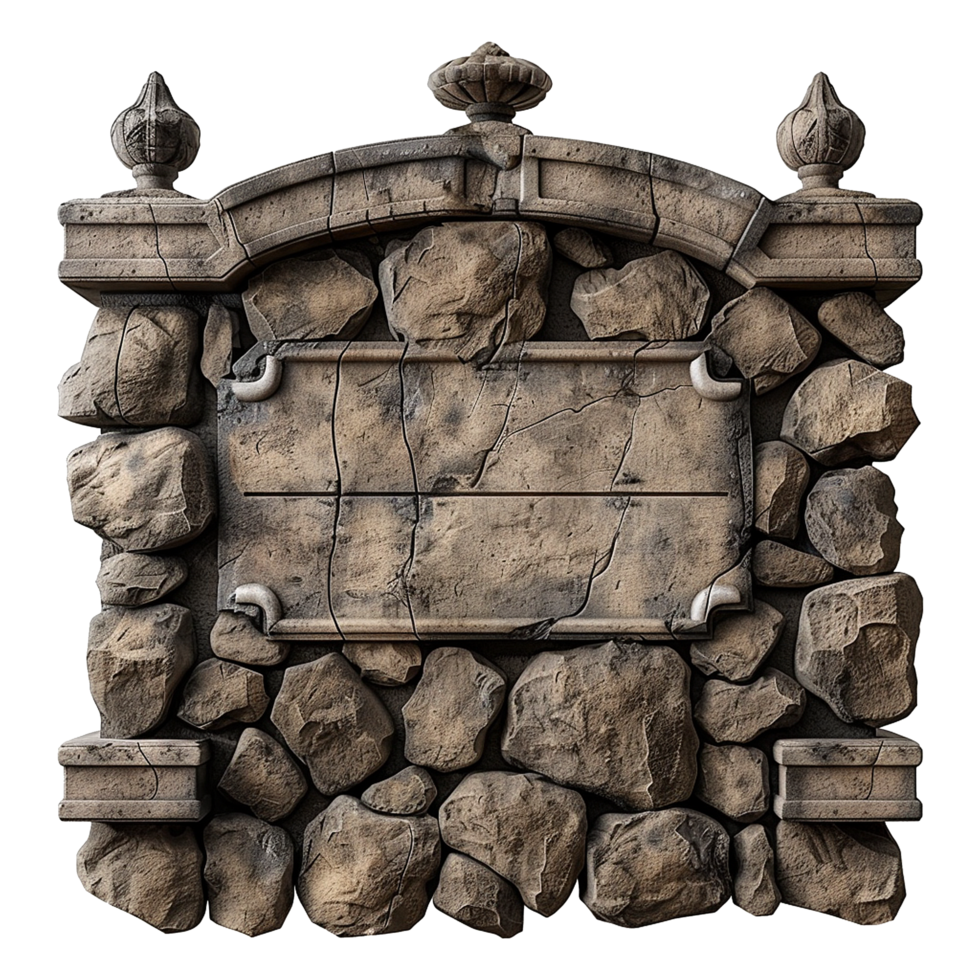 AI generated Stone signboard isolated on transparent background png