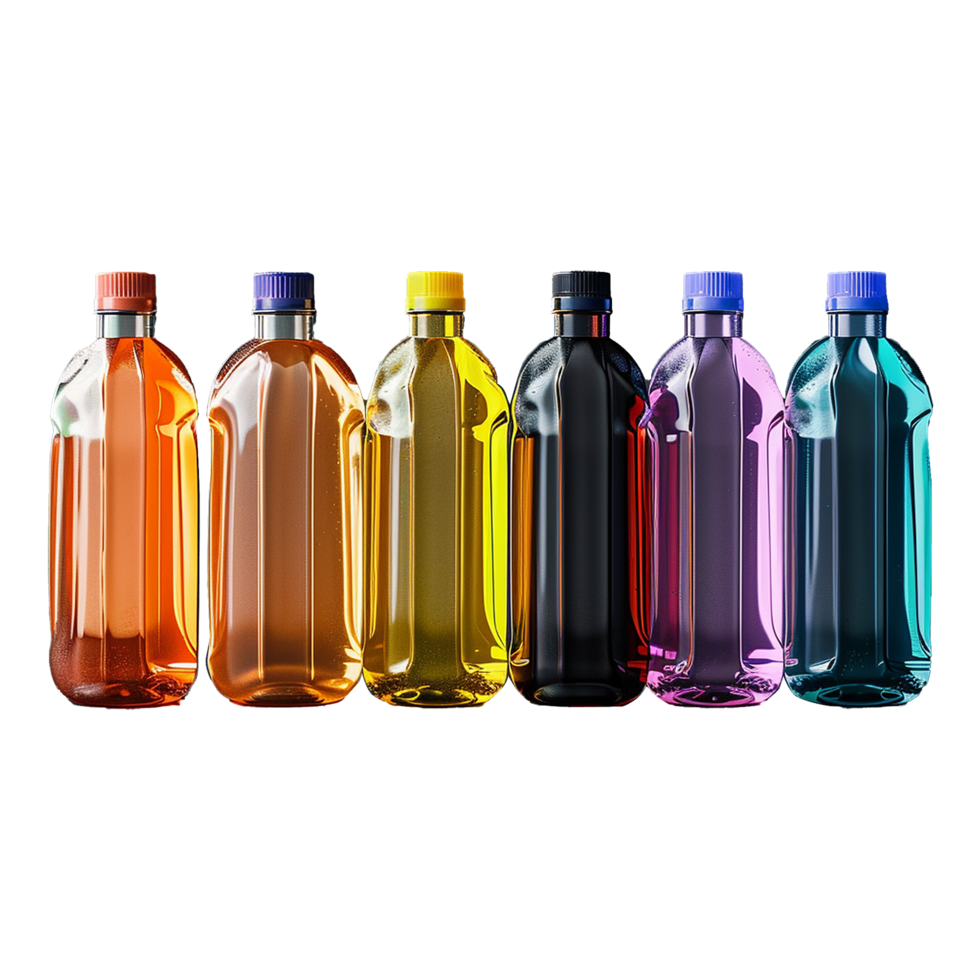 AI generated Plastic bottle liquid detergents various colors isolated on transparent background png