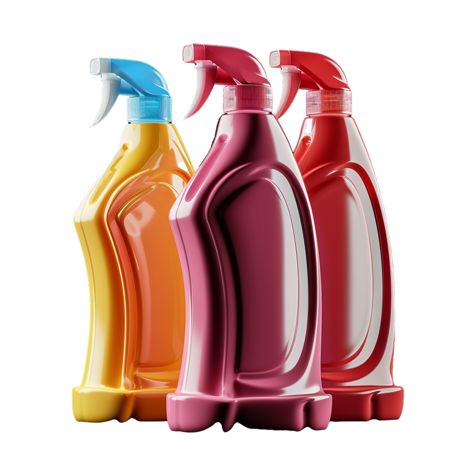 AI generated Plastic bottle liquid detergents various colors isolated